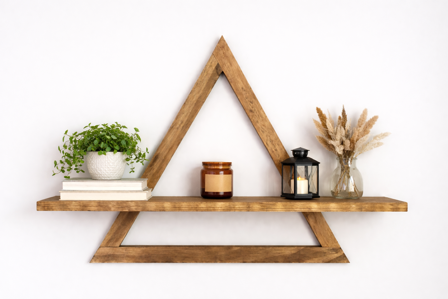 Rustic Triangle Wood Floating Shelf
