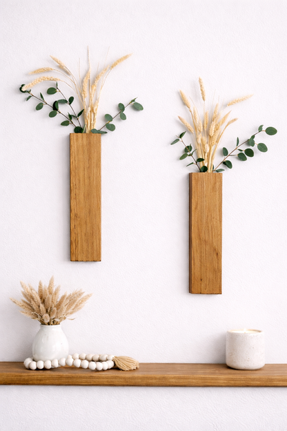 Wood Wall Pocket Hanging Vase - Set of 2