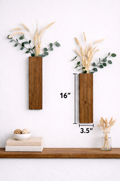 Wood Wall Pocket Hanging Vase - Set of 2